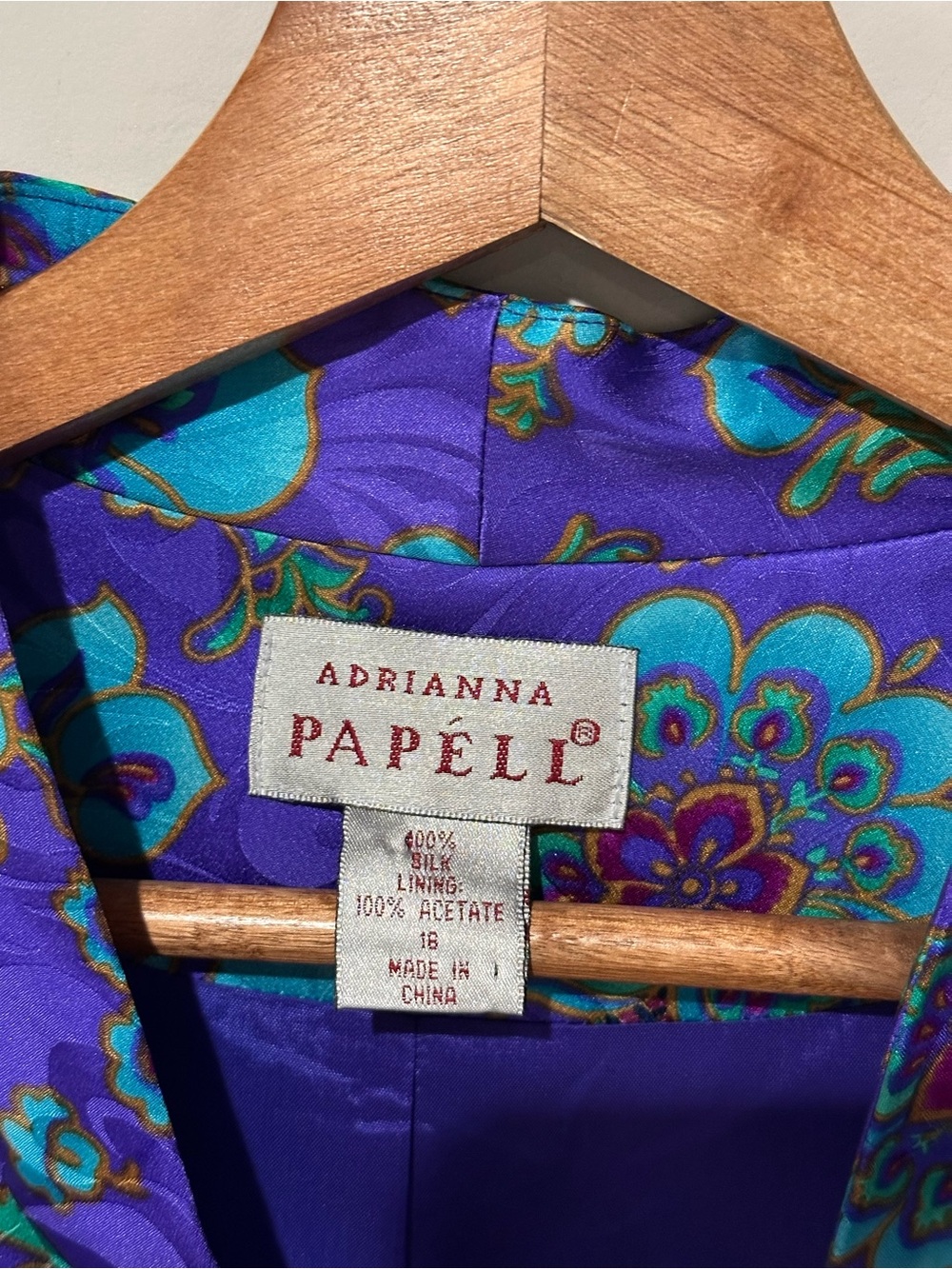Adrianna Papell Blue and Purple Floral Brocade Jacket - Picture 3 of 6